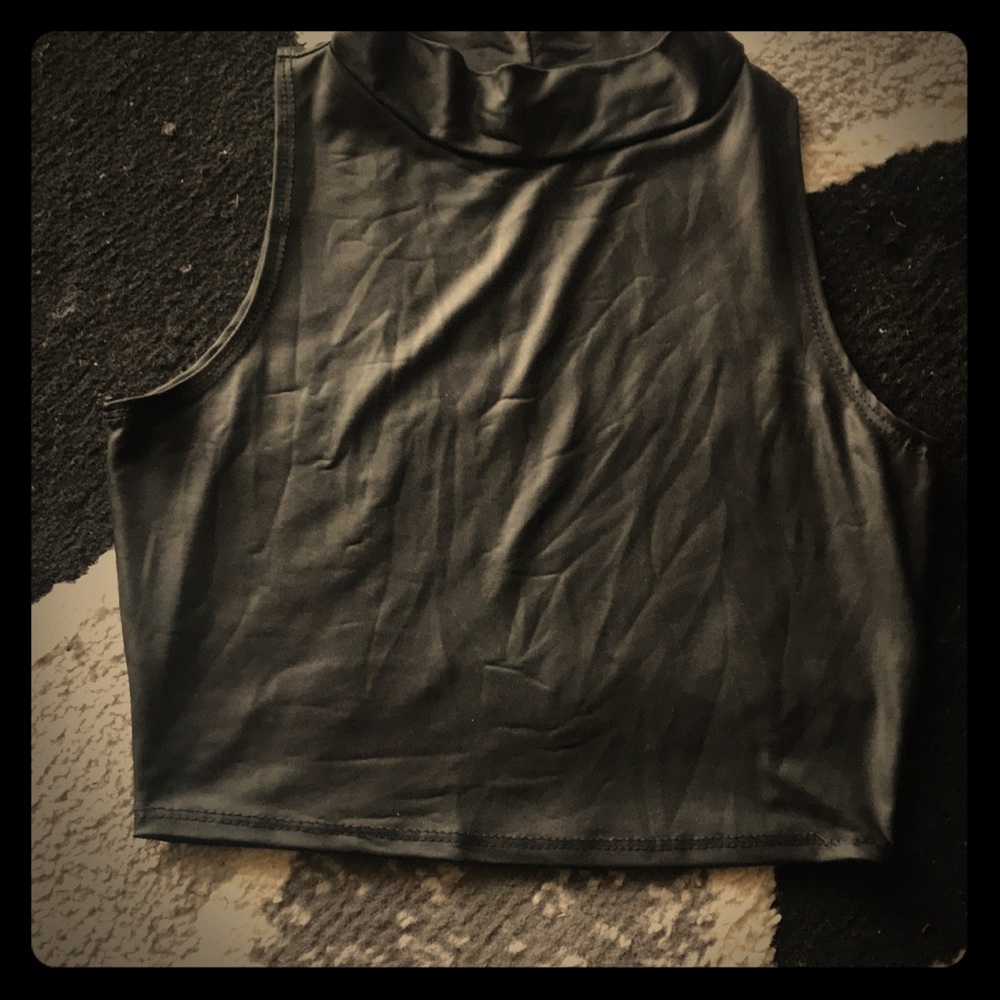 Black Leather Crop top